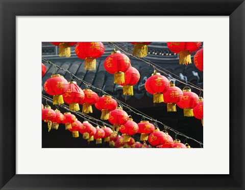 Framed Red Lanterns, Shanghai, China Print