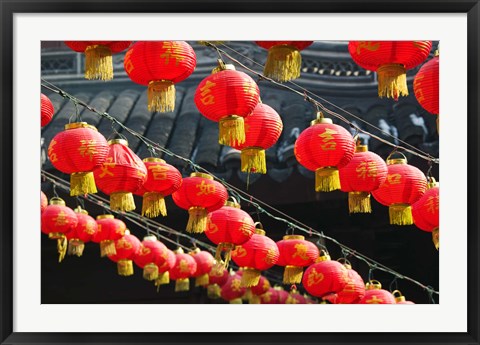 Framed Red Lanterns, Shanghai, China Print