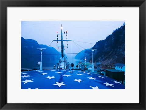 Framed Yangtze River Cruise Ship view at dawn, Yangtze River, Yichang, Hubei Province, China Print