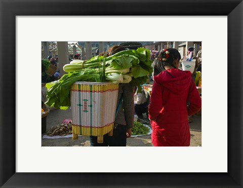 Framed People at a vegetable market, Xizhou, Erhai Hu Lake Area, Yunnan Province, China Print