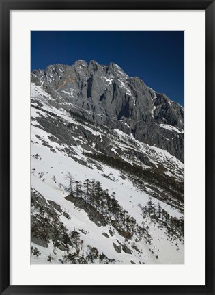 Framed Panoramic view of a mountain range, Jade Dragon Snow Mountain, Lijiang, Yunnan Province, China Print