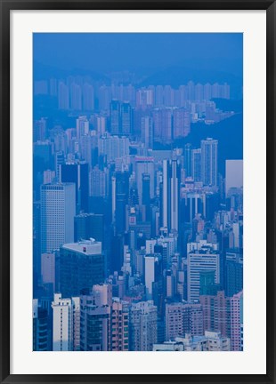 Framed High angle view of buildings in a downtown district, Central District, Hong Kong Island, Hong Kong Print