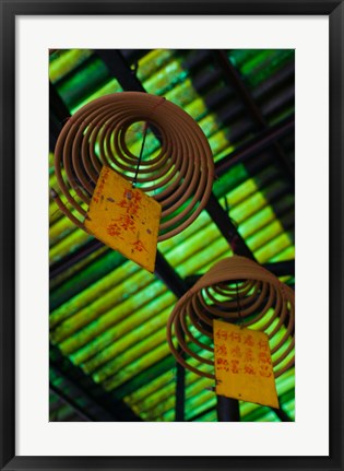 Framed Large incense coils hanging from Green Roof, Central District, Hong Kong Island, Hong Kong Print