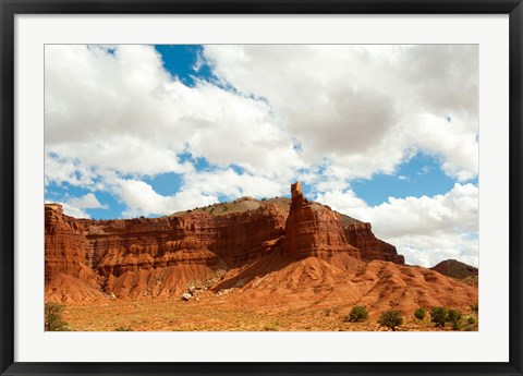 Framed Rock formations under the cloudy sky, Capitol Reef National Park, Utah, USA Print