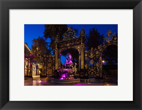 Framed Fountain at a square, Place Stanislas, Nancy, Meurthe-et-Moselle, Lorraine, France Print