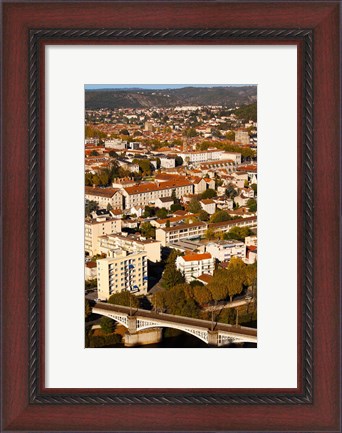 Framed Elevated view of a town, Cahors, Lot, Midi-Pyrenees, France Print