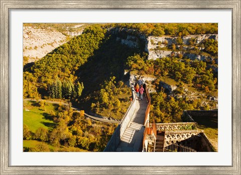 Framed Overview of chateau ramparts, Rocamadour, Lot, Midi-Pyrenees, France Print