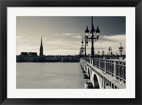 Framed Pont de Pierre bridge across Garonne River, Bordeaux, Gironde, Aquitaine, France Print