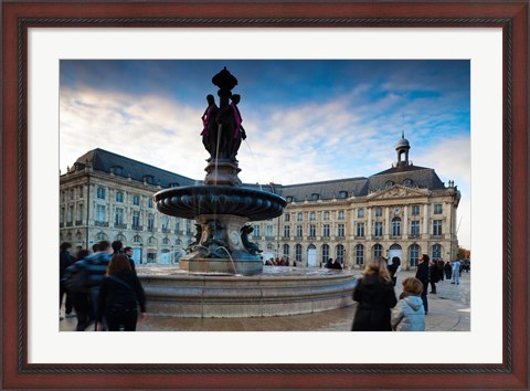 Framed Place de la Bourse buildings at dusk, Bordeaux, Gironde, Aquitaine, France Print
