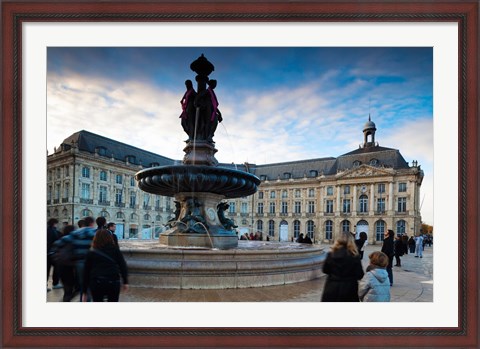 Framed Place de la Bourse buildings at dusk, Bordeaux, Gironde, Aquitaine, France Print