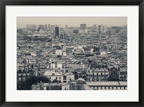 Framed Aerial view of a city viewed from Basilique Du Sacre Coeur, Montmartre, Paris, Ile-de-France, France Print
