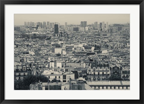 Framed Aerial view of a city viewed from Basilique Du Sacre Coeur, Montmartre, Paris, Ile-de-France, France Print