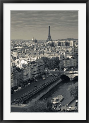 Framed City with Eiffel tower in the background viewed from Notre Dame Cathedral, Paris, Ile-de-France, France Print