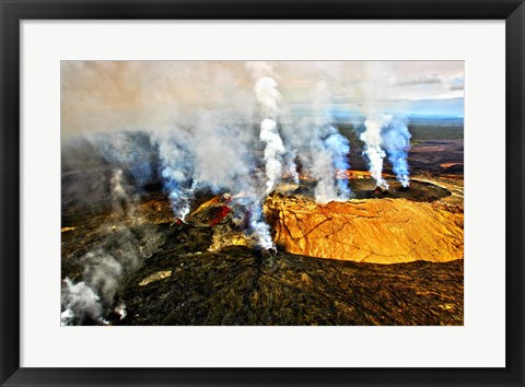 Framed Steam erupting from a volcano, Kilauea, Kauai, Hawaii Print