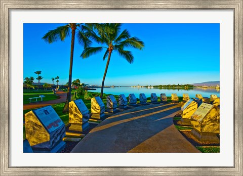 Framed Waterfront Submarine Memorial, USS Bowfin Submarine Museum And Park, Pearl Harbor, Honolulu, Oahu, Hawaii, USA Print