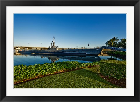 Framed World War II submarine at a museum, USS Bowfin Submarine Museum And Park, Pearl Harbor, Honolulu, Oahu, Hawaii, USA Print