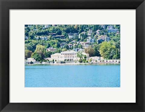Framed Buildings on a hill, Villa Olmo, Lake Como, Lombardy, Italy Print
