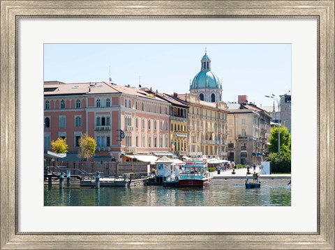 Framed Buildings alongside Lake Como at Piazza Cavour, Como, Lombardy, Italy Print