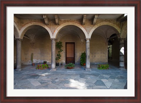 Framed Courtyard of a building, Como, Lombardy, Italy Print