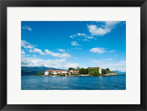 Framed Isola Bella seen from ferry, Stresa, Lake Maggiore, Piedmont, Italy Print