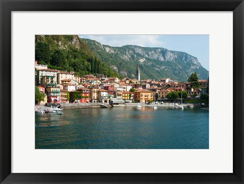 Framed Buildings in a Town at the Waterfront, Varenna, Lake Como, Lombardy, Italy Print