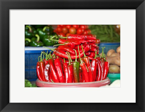 Framed Vegetable for sale at a market stall, Candi Kuning, Baturiti, Bali, Indonesia Print