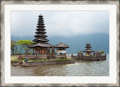 Framed Pura Ulun Danu Bratan temple on the edge of Lake Bratan, Baturiti, Bali, Indonesia Print