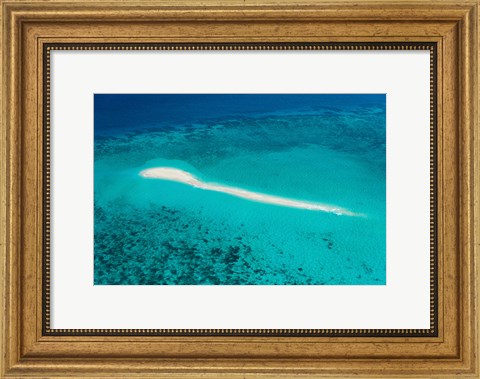 Framed Aerial view of Coral Reef, Great Barrier Reef, Queensland, Australia Print