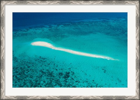 Framed Aerial view of Coral Reef, Great Barrier Reef, Queensland, Australia Print