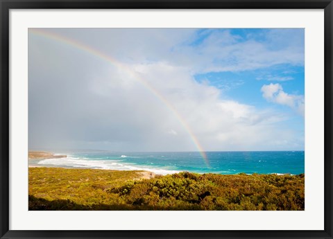Framed Rainbow over the Pacific ocean, South Ocean Resort, Kangaroo Island, South Australia, Australia Print