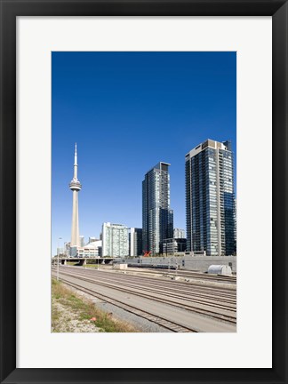 Framed Skyscrapers and Railway yard with CN Tower in the background, Toronto, Ontario, Canada 2013 Print