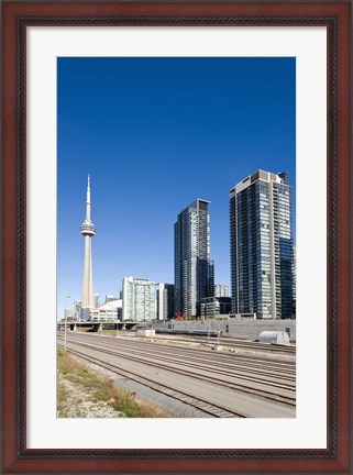 Framed Skyscrapers and Railway yard with CN Tower in the background, Toronto, Ontario, Canada 2013 Print