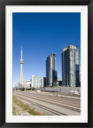 Framed Skyscrapers and Railway yard with CN Tower in the background, Toronto, Ontario, Canada 2013 Print