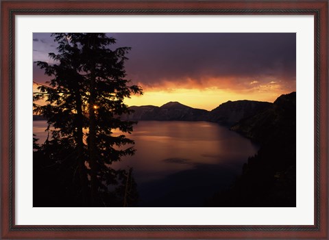 Framed Sunrise view from Discovery Point over Crater Lake, Crater Lake National Park, Oregon, USA Print