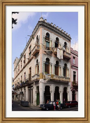 Framed Buildings along the street, Havana, Cuba Print