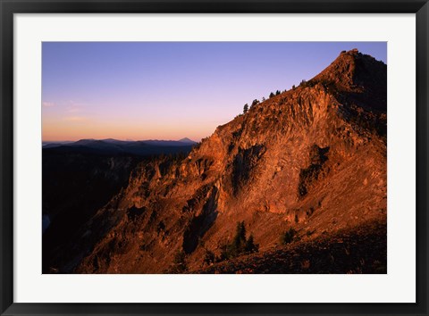 Framed Watchman at sunrise, Crater Lake National Park, Oregon, USA Print