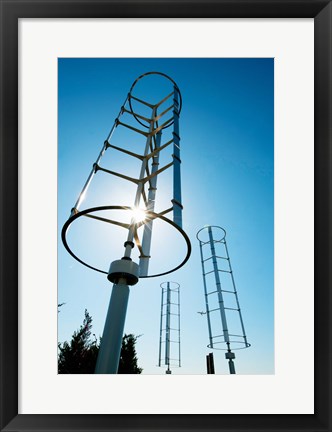 Framed Low angle view of vertical windmills Print