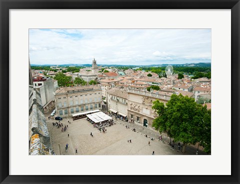Framed Aerial view of square named for John XXIII, Avignon, Vaucluse, Provence-Alpes-Cote d&#39;Azur, France Print