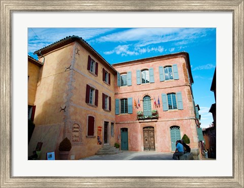 Framed Facade of a building, Hotel de Ville, Roussillon, Vaucluse, Provence-Alpes-Cote d&#39;Azur, France Print