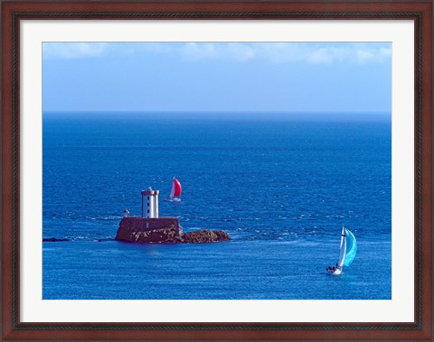 Framed Hospic Lighthouse at Ile-De-Brehat archipelago, Paimpol, Cotes-d&#39;Armor, Brittany, France Print