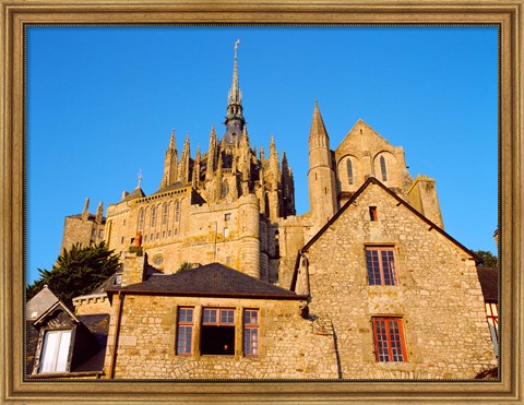 Framed Low angle view of buildings at Mont Saint-Michel, Manche, Basse-Normandy, France Print