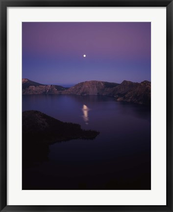 Framed Moon reflection in the Crater Lake, Crater Lake National Park, Oregon, USA Print