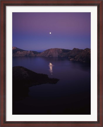Framed Moon reflection in the Crater Lake, Crater Lake National Park, Oregon, USA Print