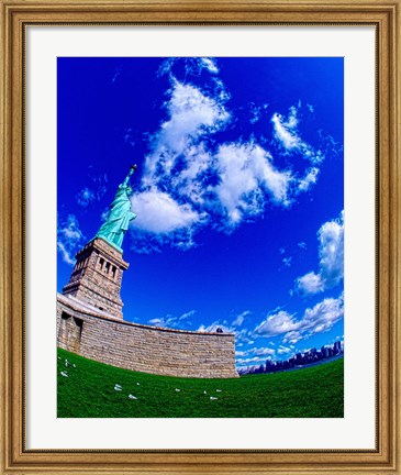 Framed Low angle view of a statue, Statue Of Liberty, Manhattan, Liberty Island, New York City, New York State, USA Print