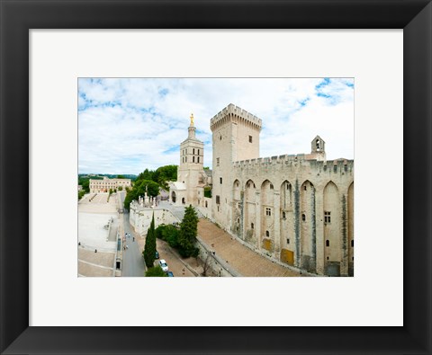 Framed Buildings in a city, Cathedrale Notre-Dame des Doms d&#39;Avignon, Palais des Papes, Provence-Alpes-Cote d&#39;Azur, France Print