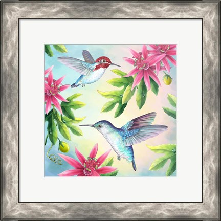 Framed Bee Hummingbirds Print