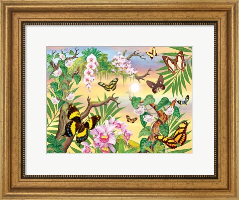 Framed Butterflies Up IN The Canopy Print