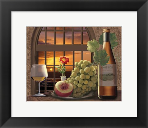 Framed Pinot Noir At Sunset Print