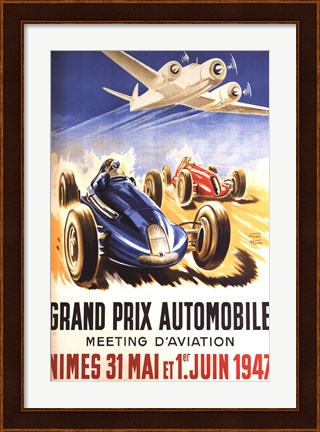 Framed Grand Prix Automobile Nimes Print