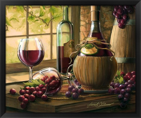 Framed Wine By The Window I Print